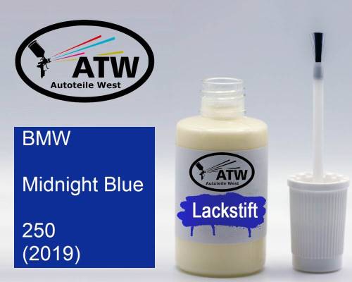 BMW, Midnight Blue, 250 (2019): 20ml Lackstift, von ATW Autoteile West.